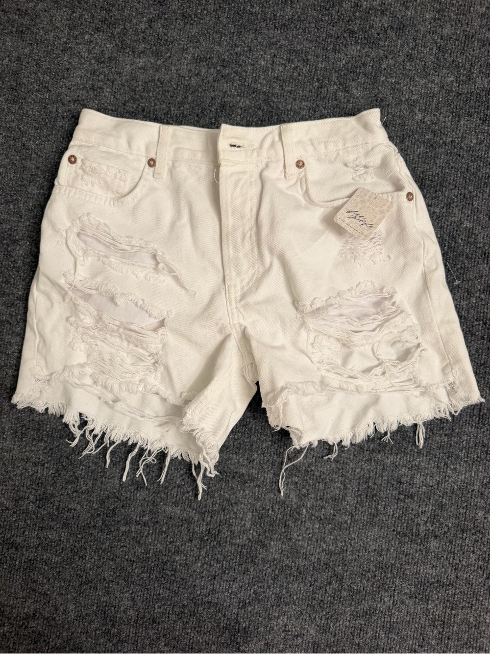 Free People White Distressed Denim Cutoff Shorts